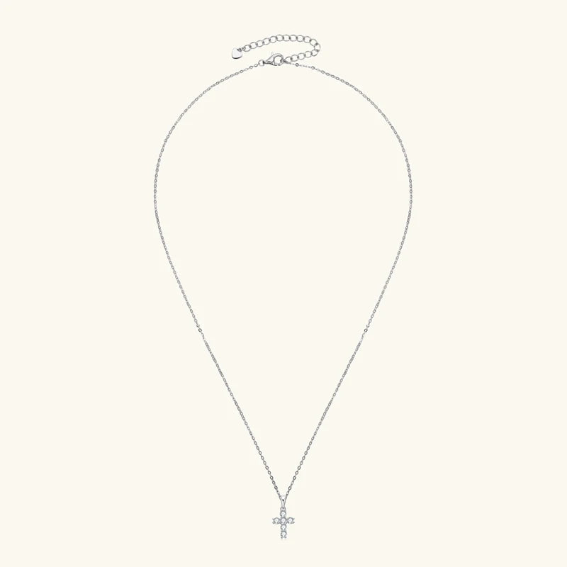 Dainty Light Moissanite Cross Necklace
