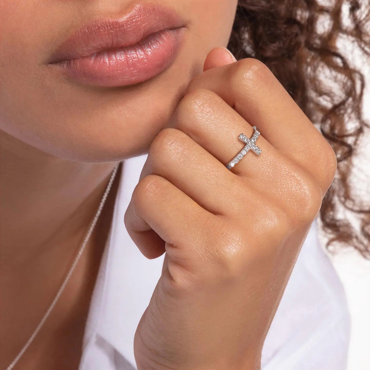Sacred Promise Moissanite Cross Ring
