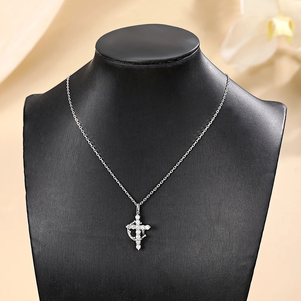 Crown of Faith Moissanite Cross Necklace