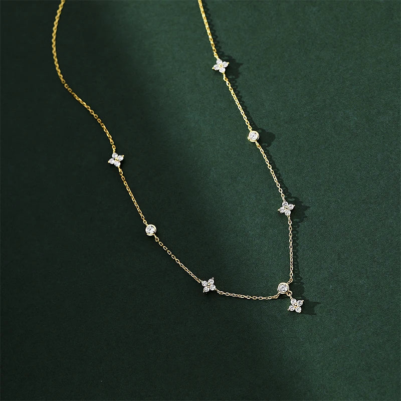 Circle of Luck Clover Moissanite Necklace