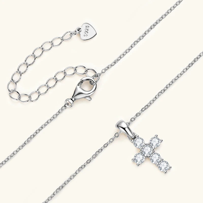 Dainty Light Moissanite Cross Necklace