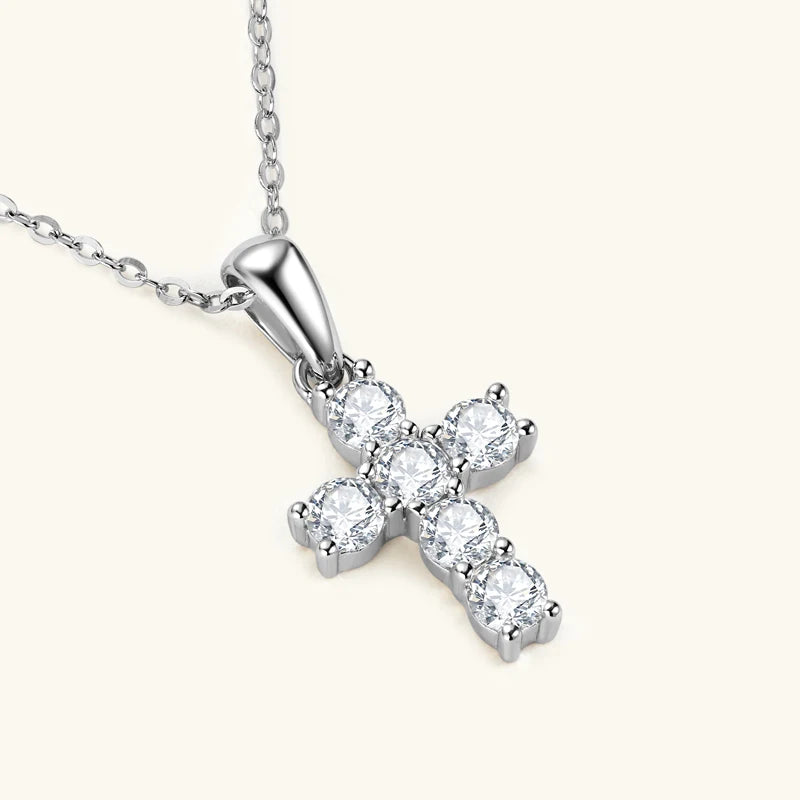 Dainty Light Moissanite Cross Necklace