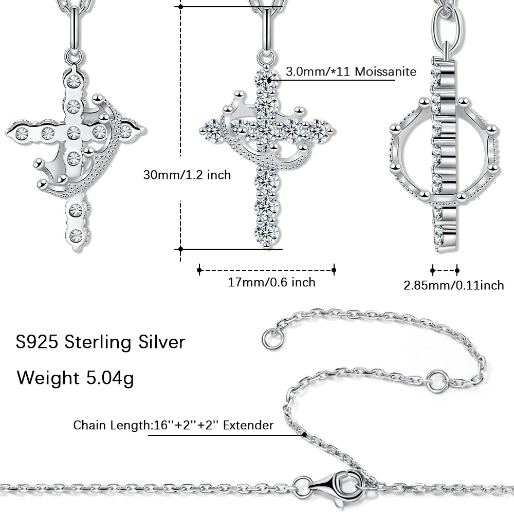 Crown of Faith Moissanite Cross Necklace