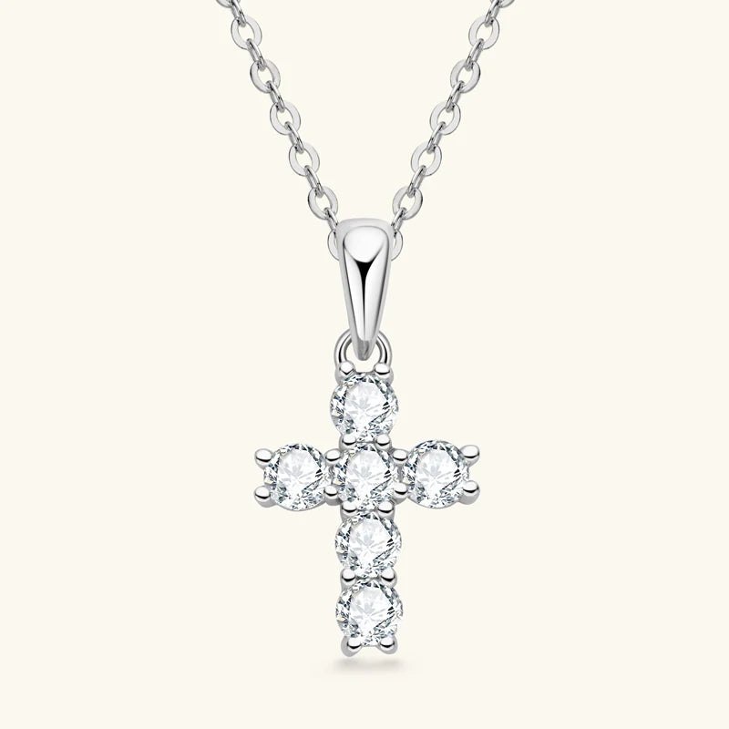 Dainty Light Moissanite Cross Necklace