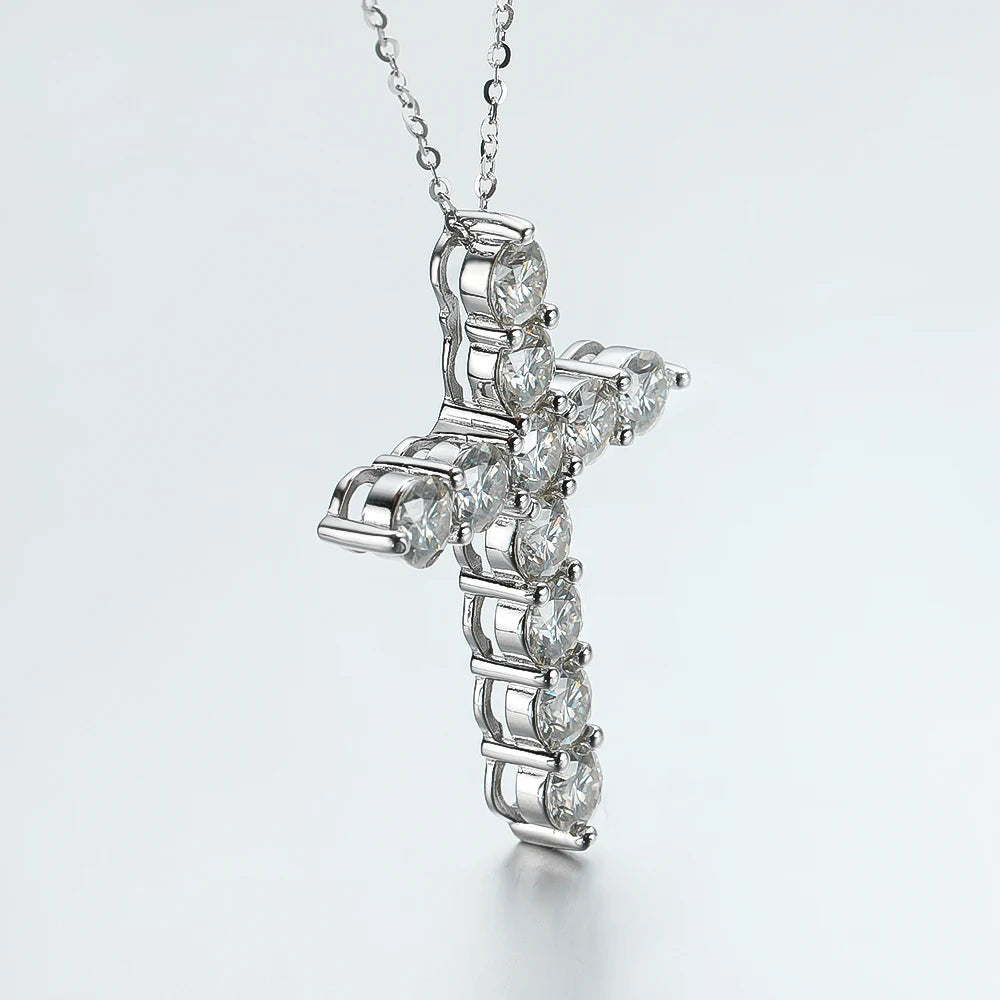 Radiant Moissanite Cross Necklace