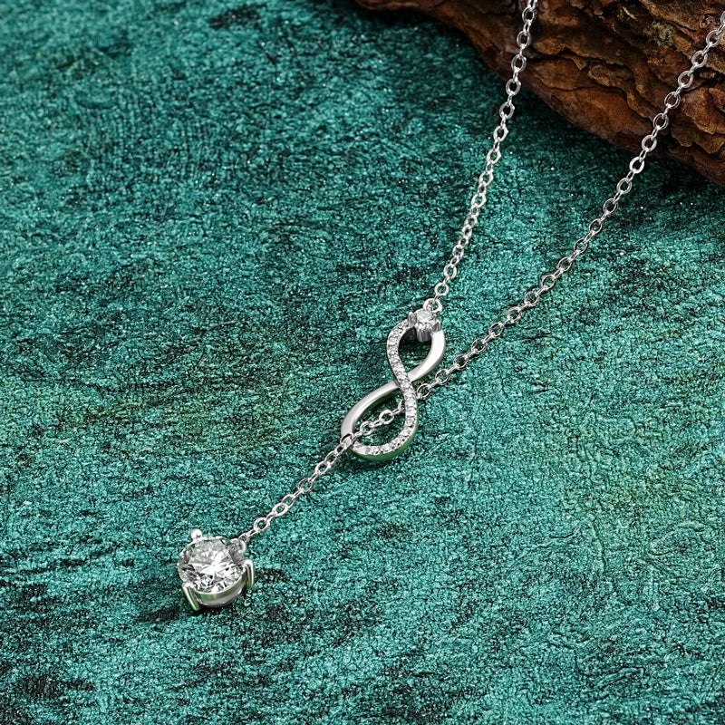 Endless Promise Infinity Lariat Moissanite Necklace