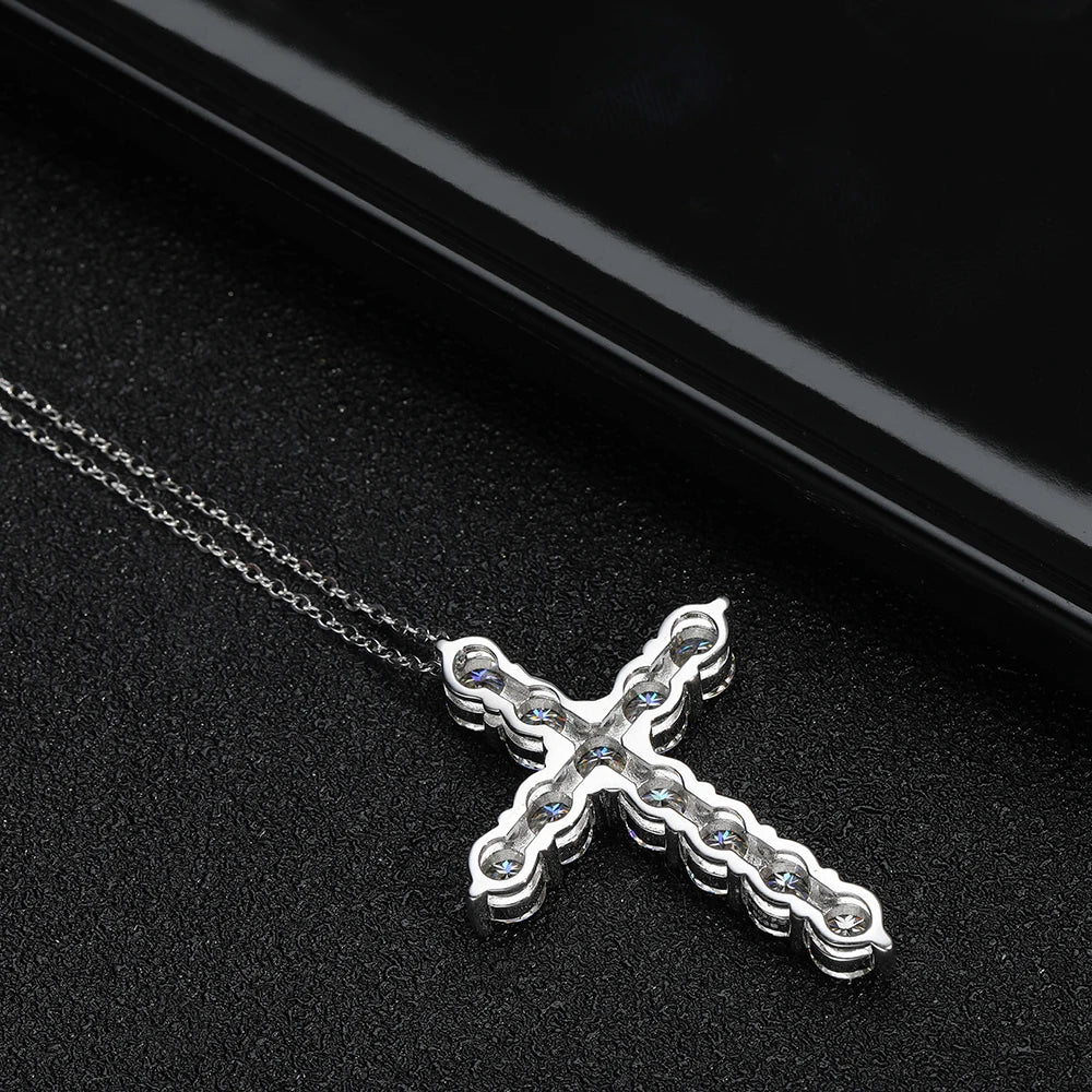 Radiant Moissanite Cross Necklace