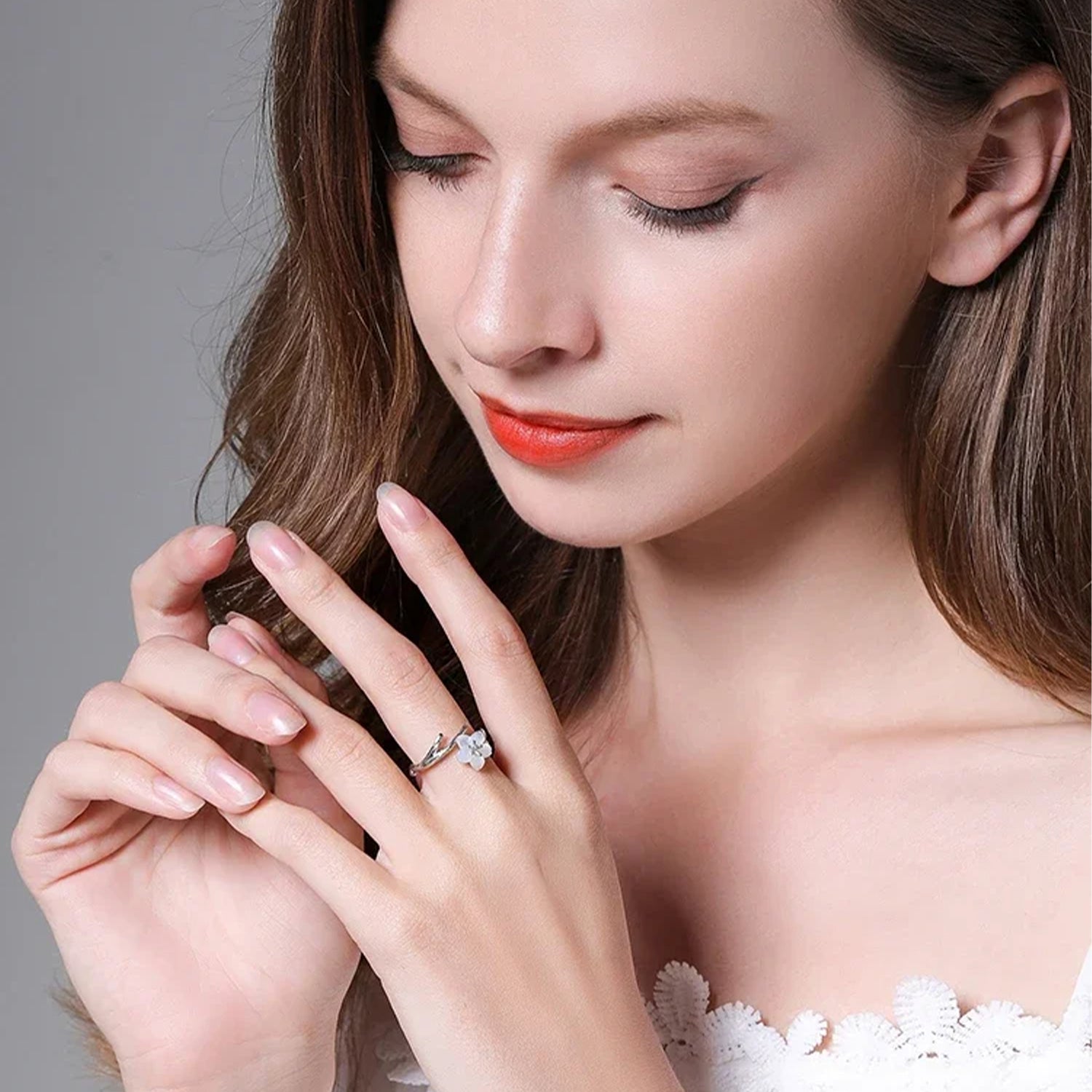 White Cherry Blossom Ring - Misty and Molly