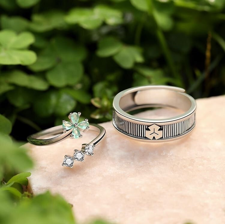 Lucky Clover Resizable Silver Rings - Misty and Molly