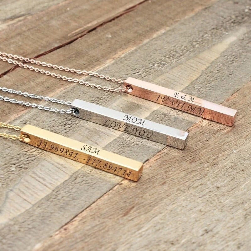 Personalized Bar Necklace - Misty and Molly