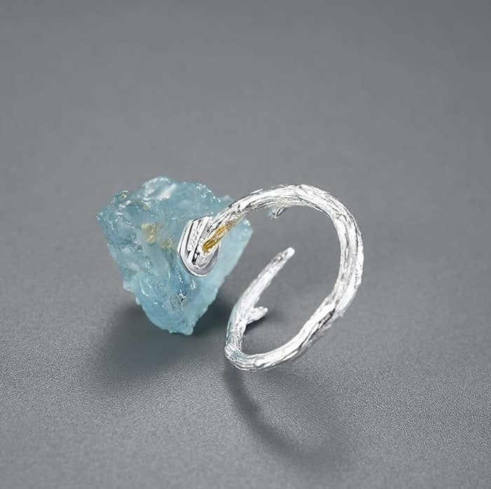 Handmade Aquamarine Crystal Butterfly Ring - Misty and Molly