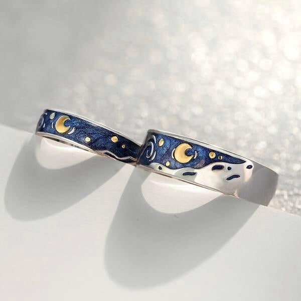 Starry Night Couple’s Rings - Misty and Molly