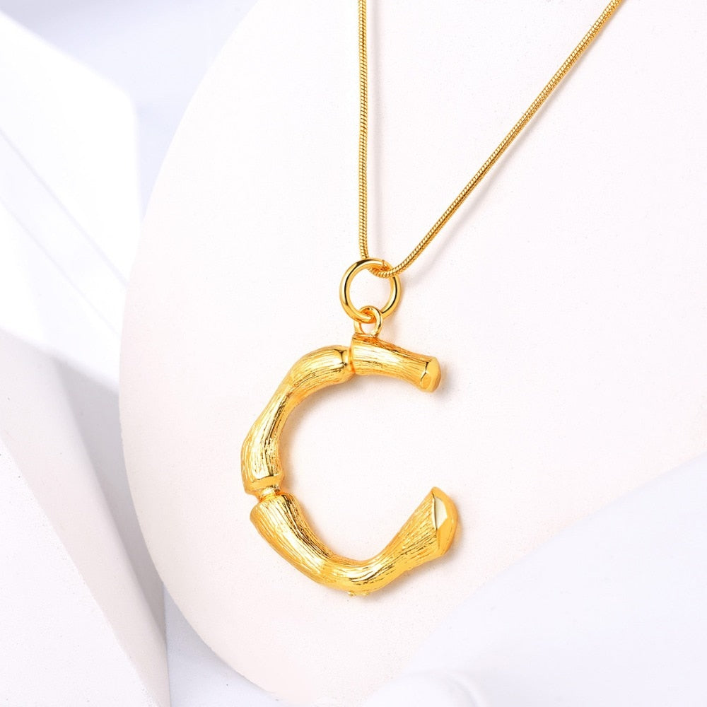 Bamboo-Inspired Initial Necklace - Misty and Molly