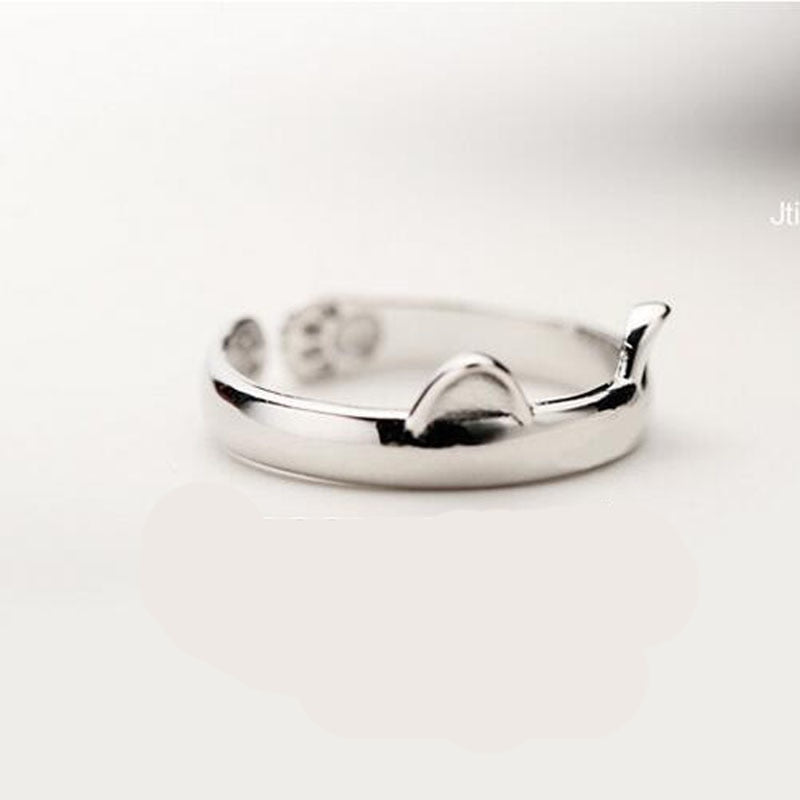 Silver Plated Cat Ears Ring - Misty and Molly