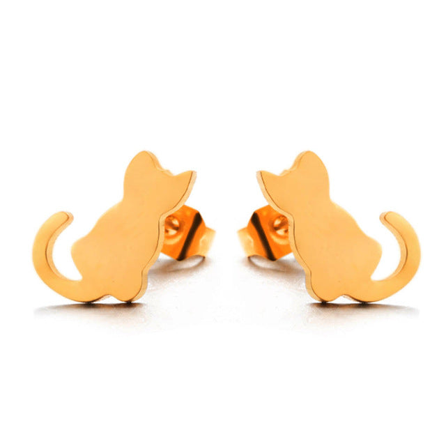Minimalist Kitty Stud Earrings - Misty and Molly