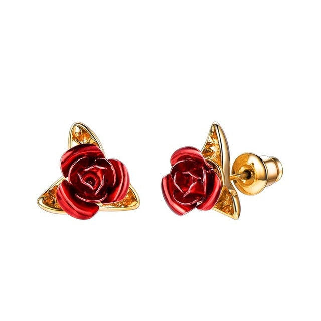 Red Rose Earrings - Misty and Molly