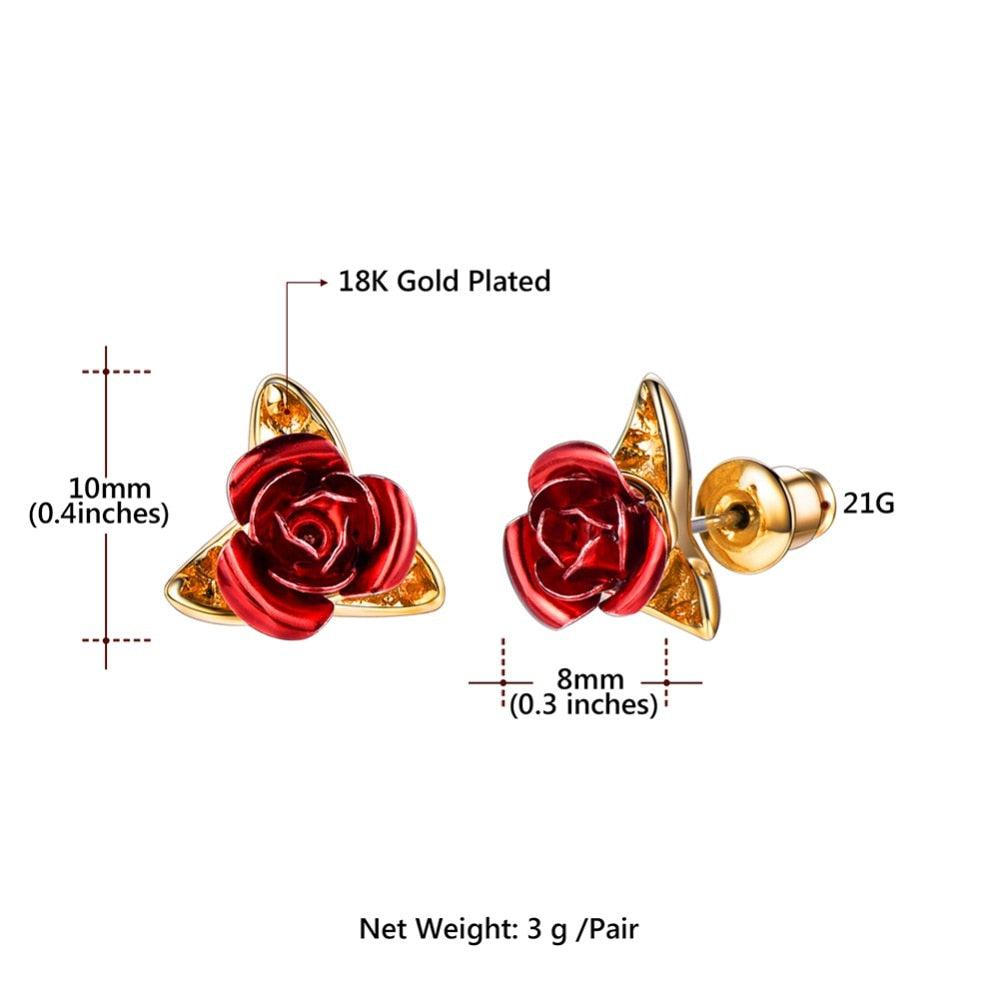 Red Rose Earrings - Misty and Molly