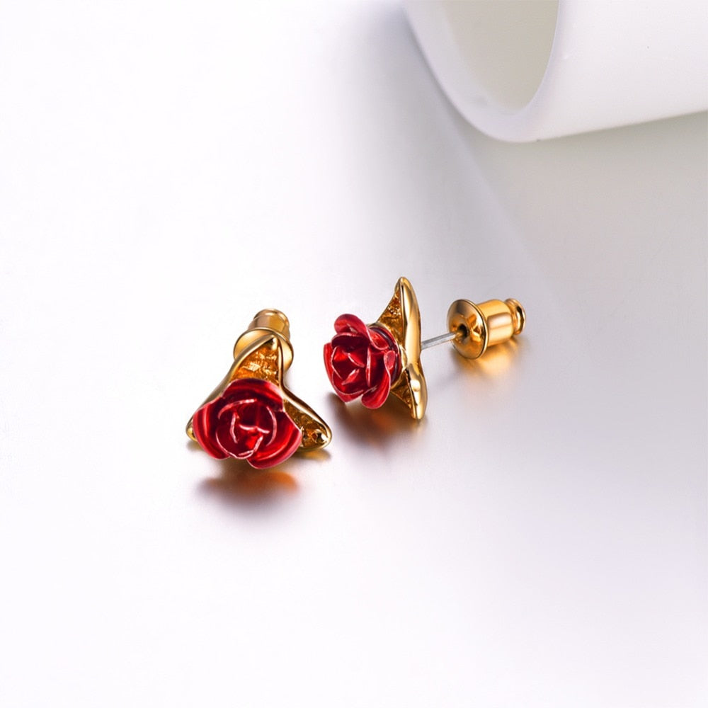 Red Rose Earrings - Misty and Molly