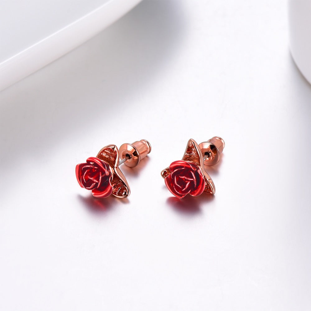 Red Rose Earrings - Misty and Molly