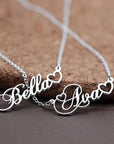 Custom Name Necklace with Tiny Heart - Misty and Molly