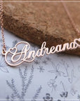 Custom Name Necklace with Tiny Heart - Misty and Molly