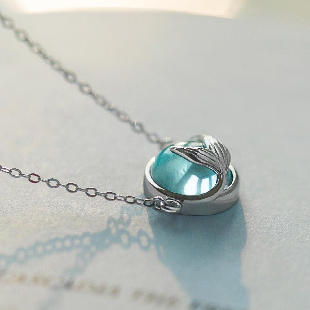 Mermaid's Tail Blue Pendant Necklace - Misty and Molly