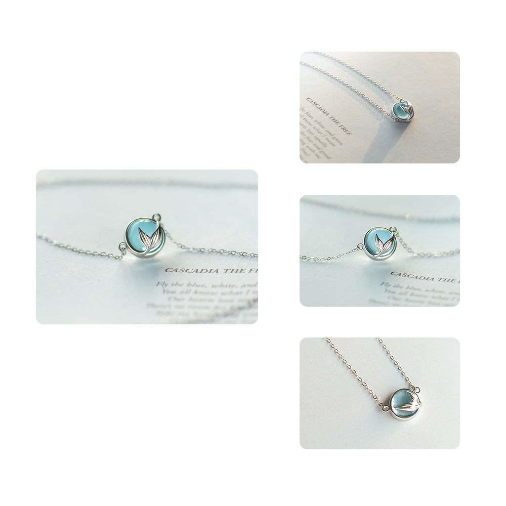 Mermaid's Tail Blue Pendant Necklace - Misty and Molly