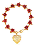Dozen Roses with Heart Locket Bracelet - Misty and Molly