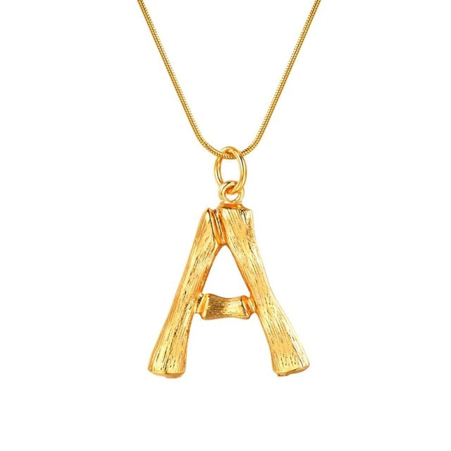 Bamboo-Inspired Initial Necklace - Misty and Molly