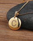 Circle Pendant Initial Necklace - Misty and Molly
